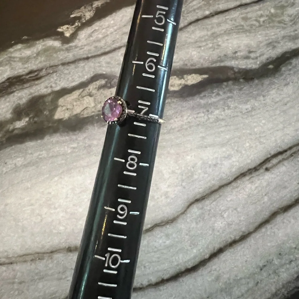 Amethyst and Black Diamond Rose Gold Ring - Picture 7 of 7